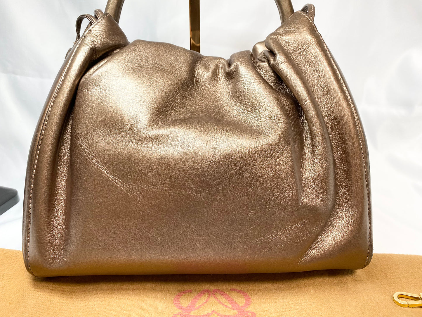 【良品】ロエベ LOEWE 2Way ハンドバッグ ブラウンゴールド