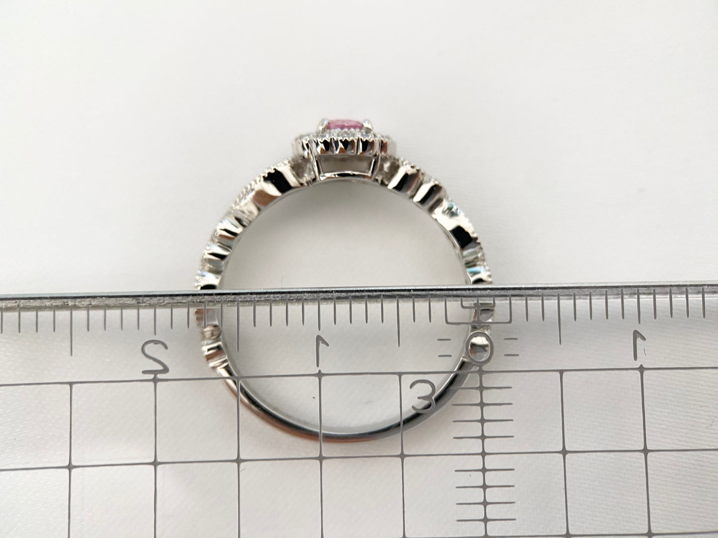 【美品】Pt900 パパラチアサファイア ダイヤモンドリング