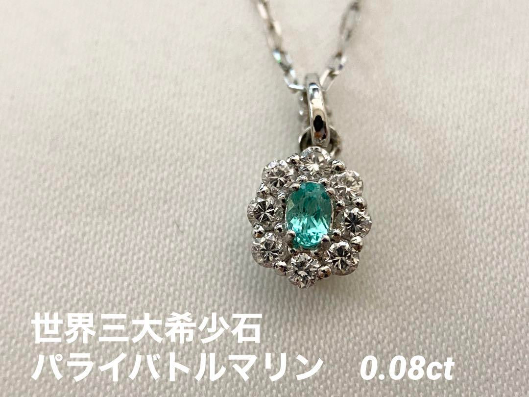【世界三大希少石】Pt900 パライバトルマリン ダイヤモンドネックレス
