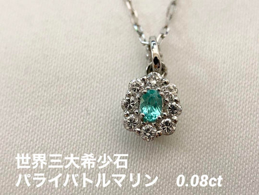 【世界三大希少石】Pt900 パライバトルマリン ダイヤモンドネックレス