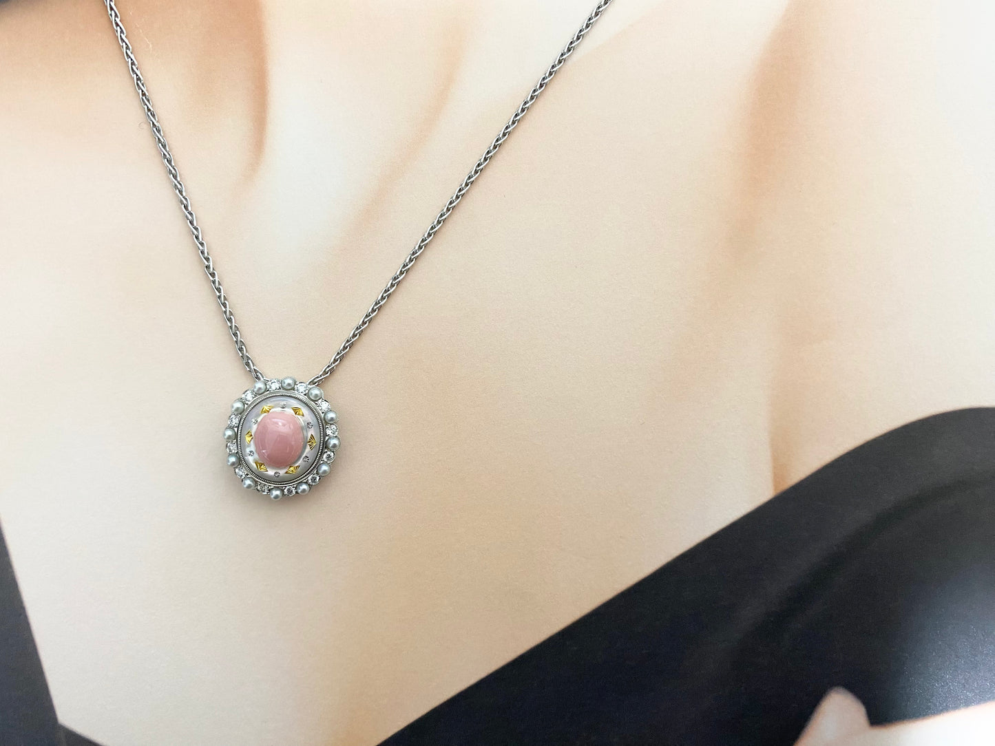 【美品】MIKIMOTO ミキモト コンクパール ダイヤモンドジュエリー ネックレス