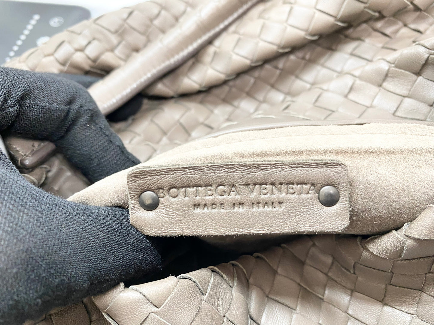 【良品】ボッテガヴェネタ BOTTEGA VENETA イントレチャート ハンドバッグ ミラー付