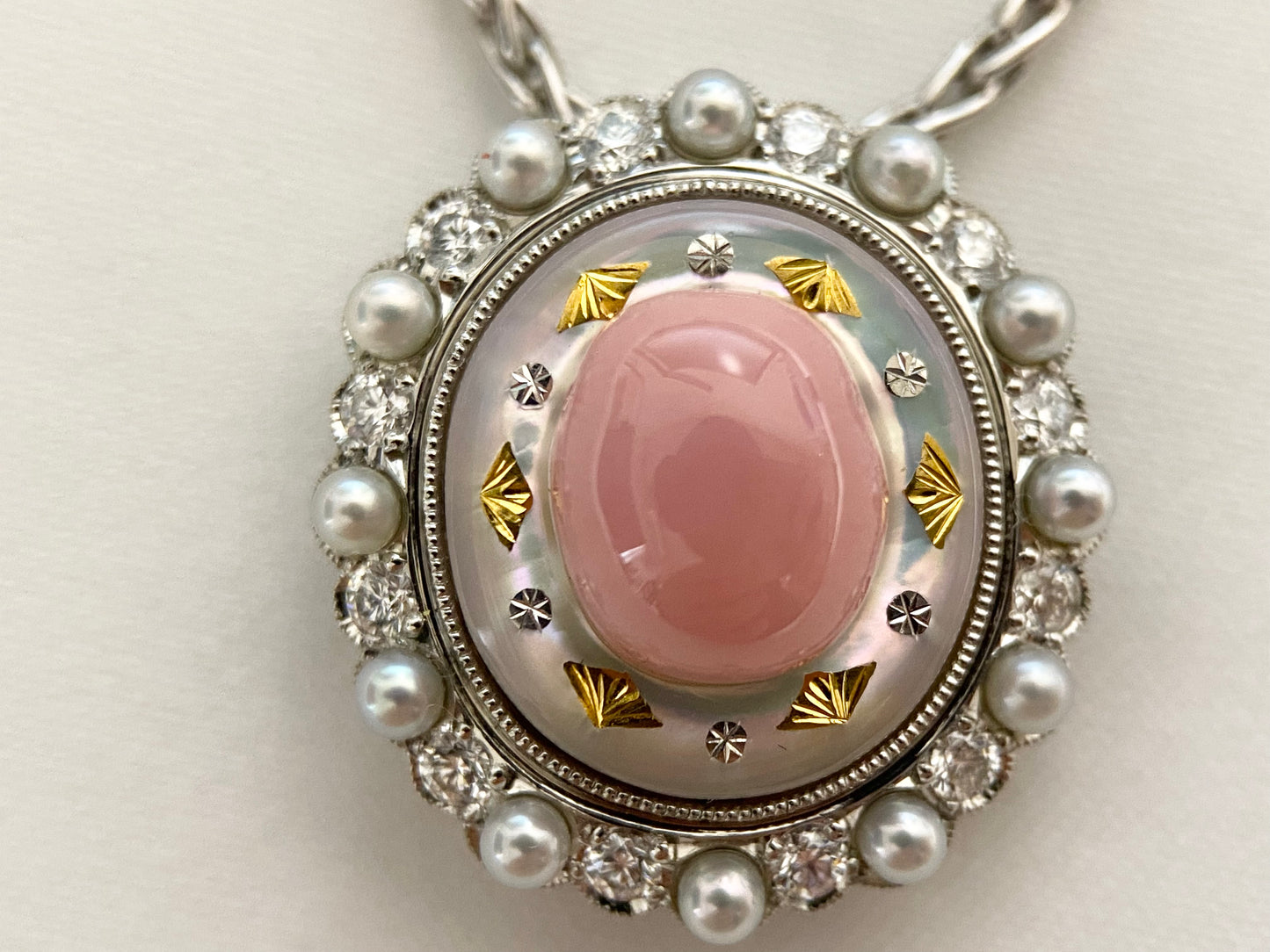 【美品】MIKIMOTO ミキモト コンクパール ダイヤモンドジュエリー ネックレス