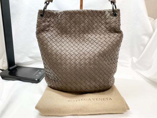 【良品】ボッテガヴェネタ BOTTEGA VENETA イントレチャート ハンドバッグ ミラー付