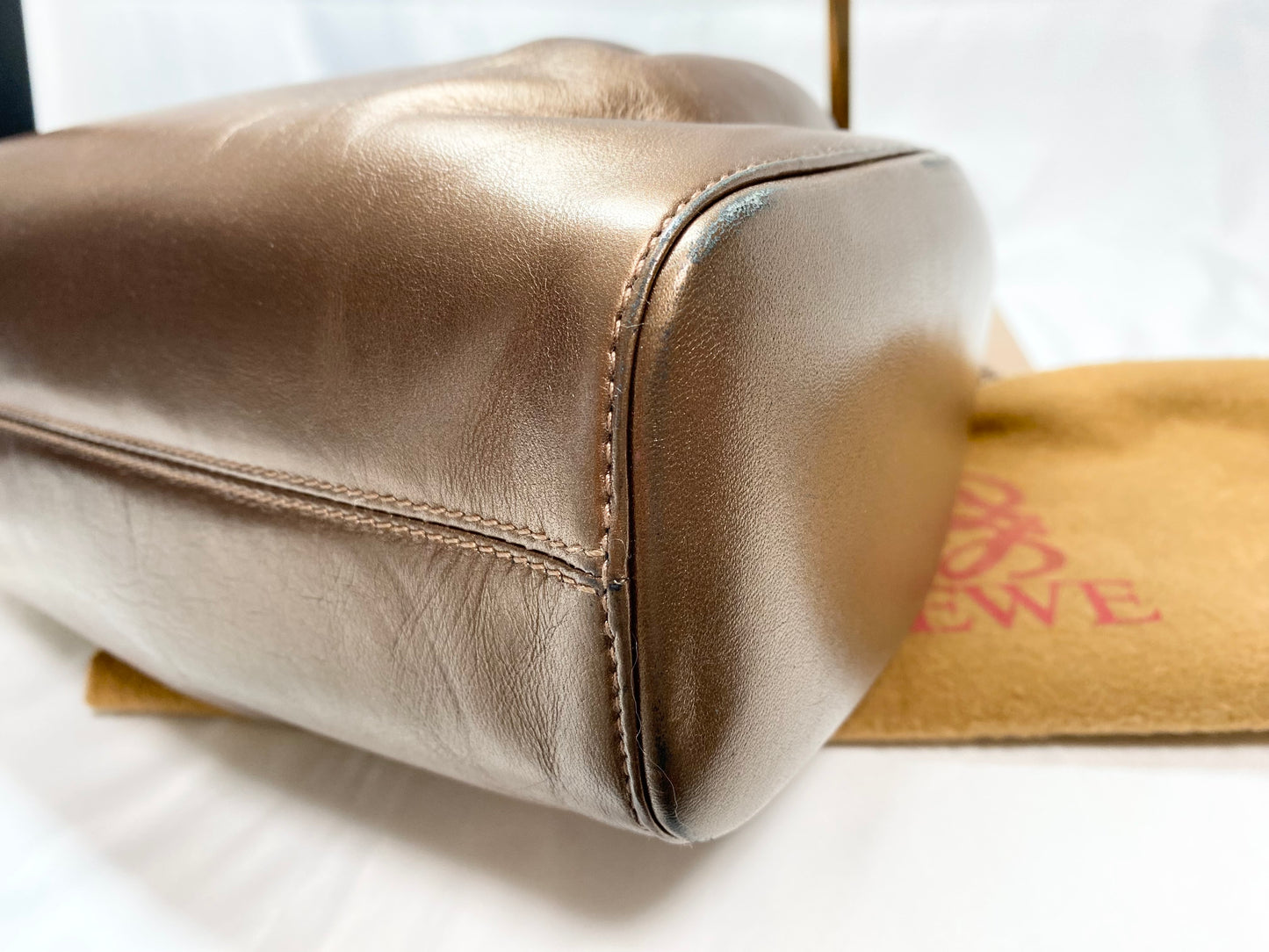 【良品】ロエベ LOEWE 2Way ハンドバッグ ブラウンゴールド