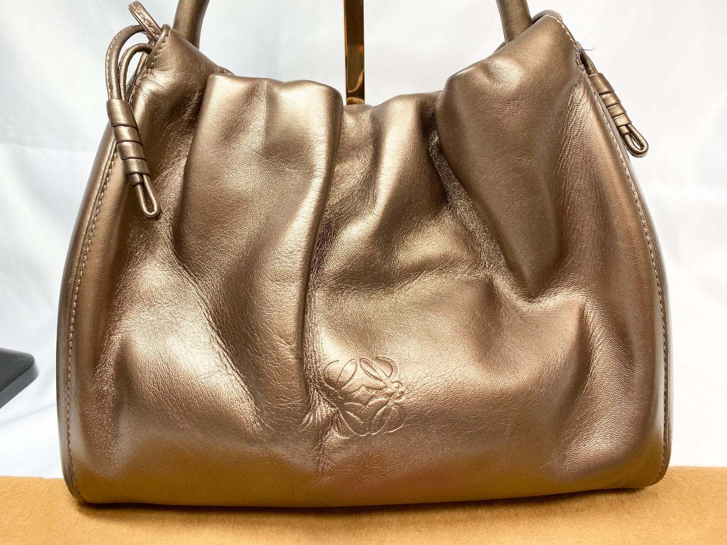 【良品】ロエベ LOEWE 2Way ハンドバッグ ブラウンゴールド