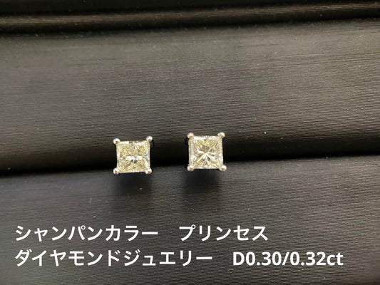 【未使用品】Pt900 ダイヤモンドジュエリー ピアス 甘いシャンパンカラー