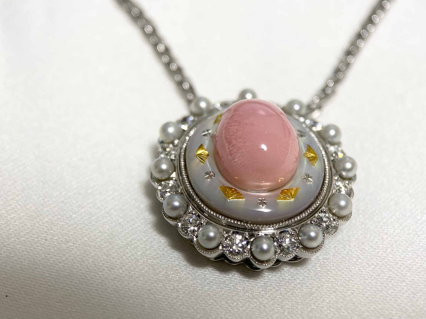 【美品】MIKIMOTO ミキモト コンクパール ダイヤモンドジュエリー ネックレス