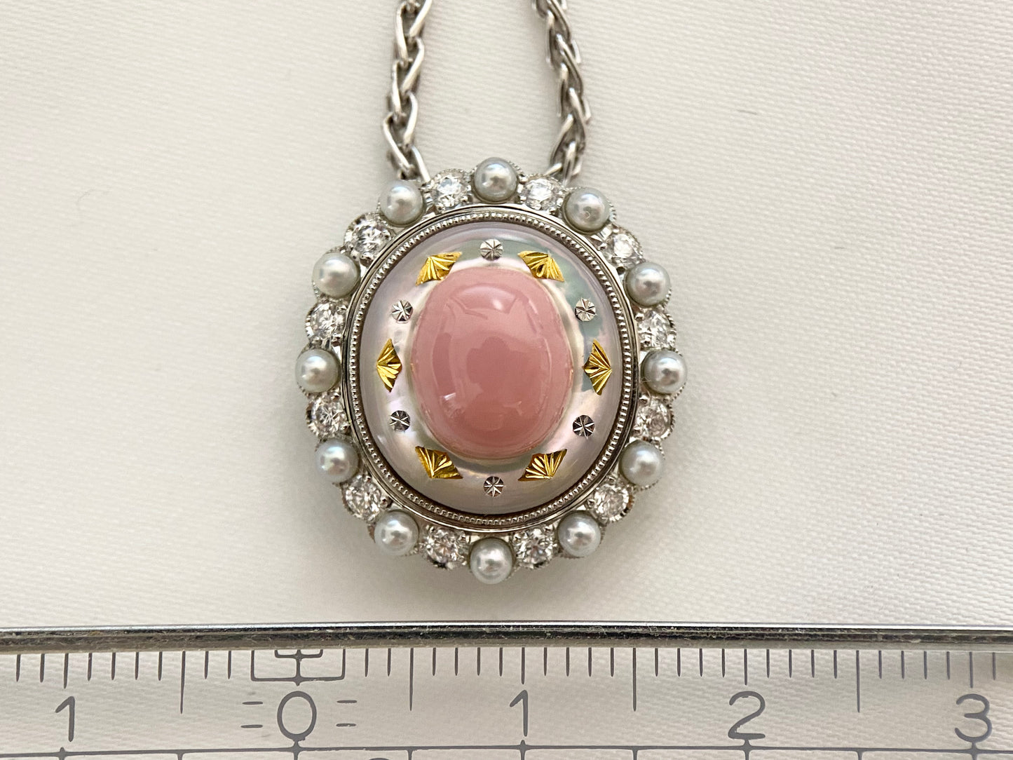 【美品】MIKIMOTO ミキモト コンクパール ダイヤモンドジュエリー ネックレス