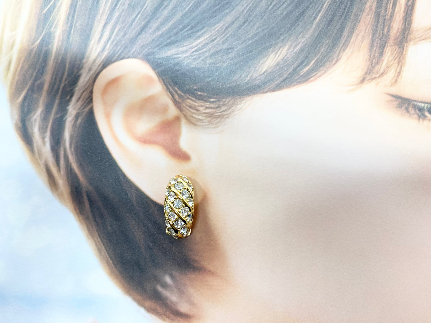 クリスチャンディオール Christian Dior ラインストーン イヤリング