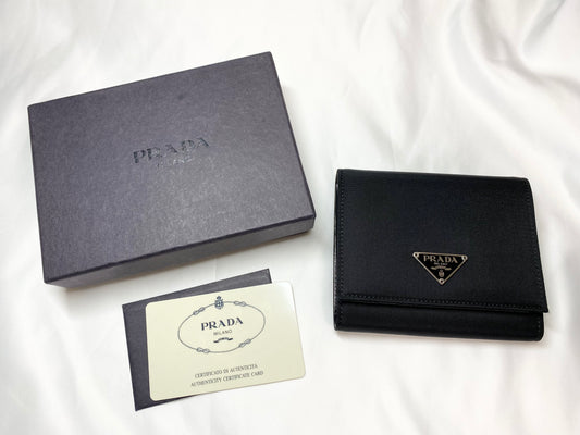 【美品】プラダ PRADA テスート ナイロン三つ折り財布 ブラック