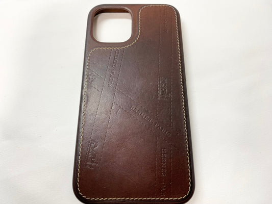 Hermès Hermès iPhone12/12PRO Cell Phone Case Bolduc Brown