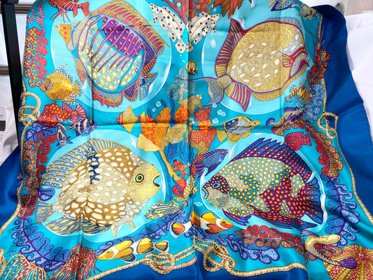 Hermès Hermès Carré 90 Silk Scarf Deep Sea