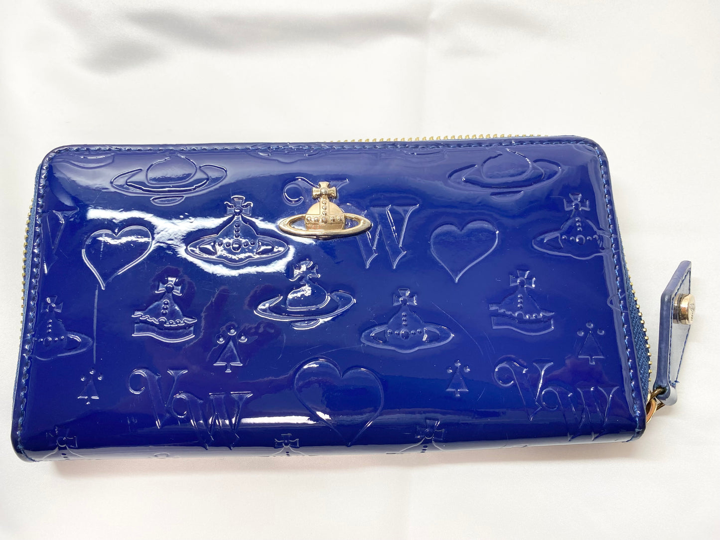 Vivienne Westwood Round Zipper Long Wallet Enamel Blue