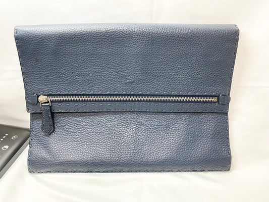 FENDI FENDI Celeria leather clutch bag, navy