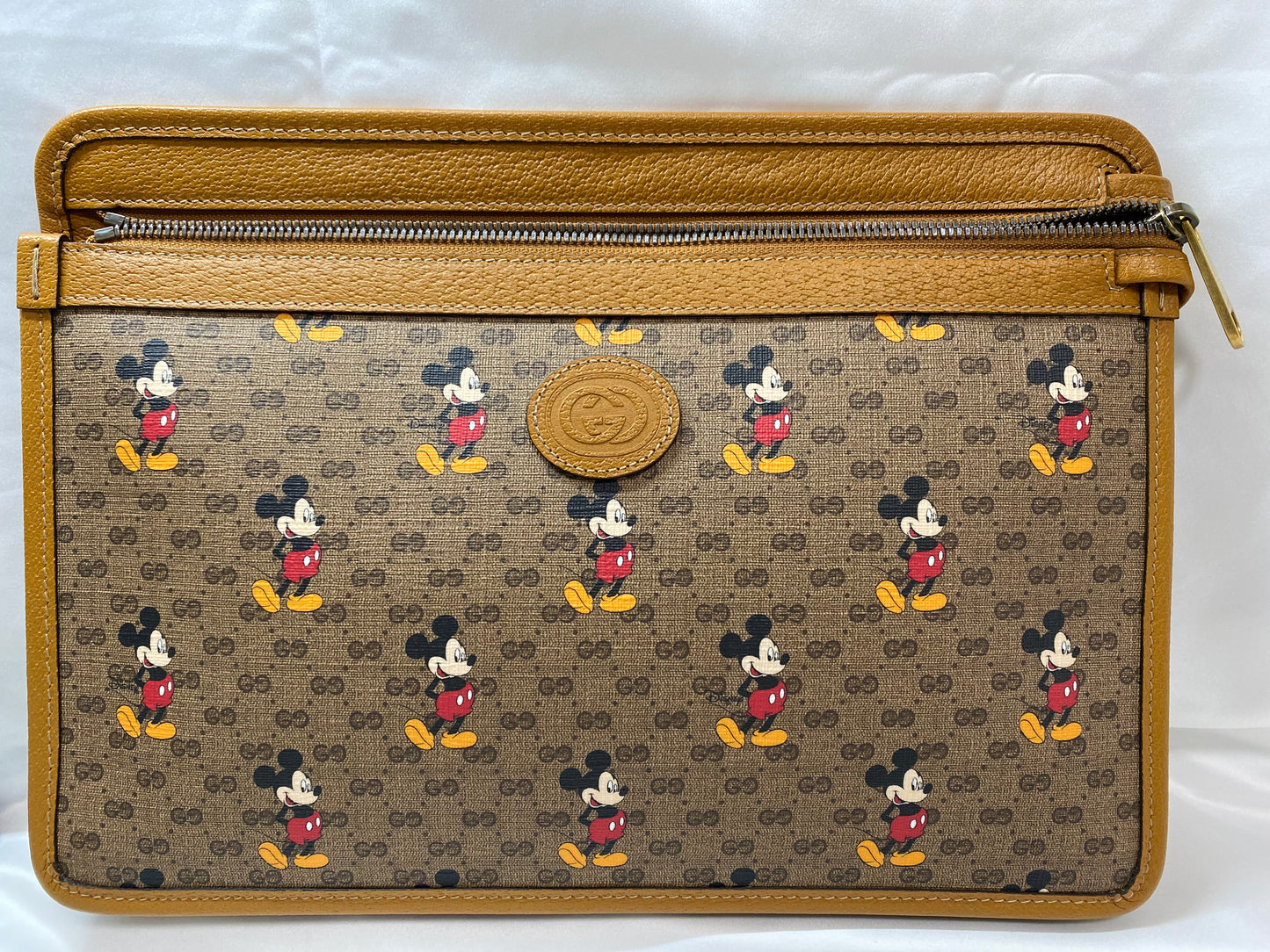 Gucci & Disney Leather Clutch Bag Mickey Mouse Print