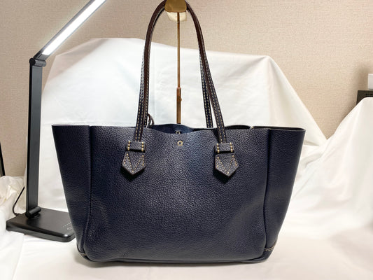 MOREAU PARIS MOREAU PARIS Leather Tote Bag with Pouch Navy