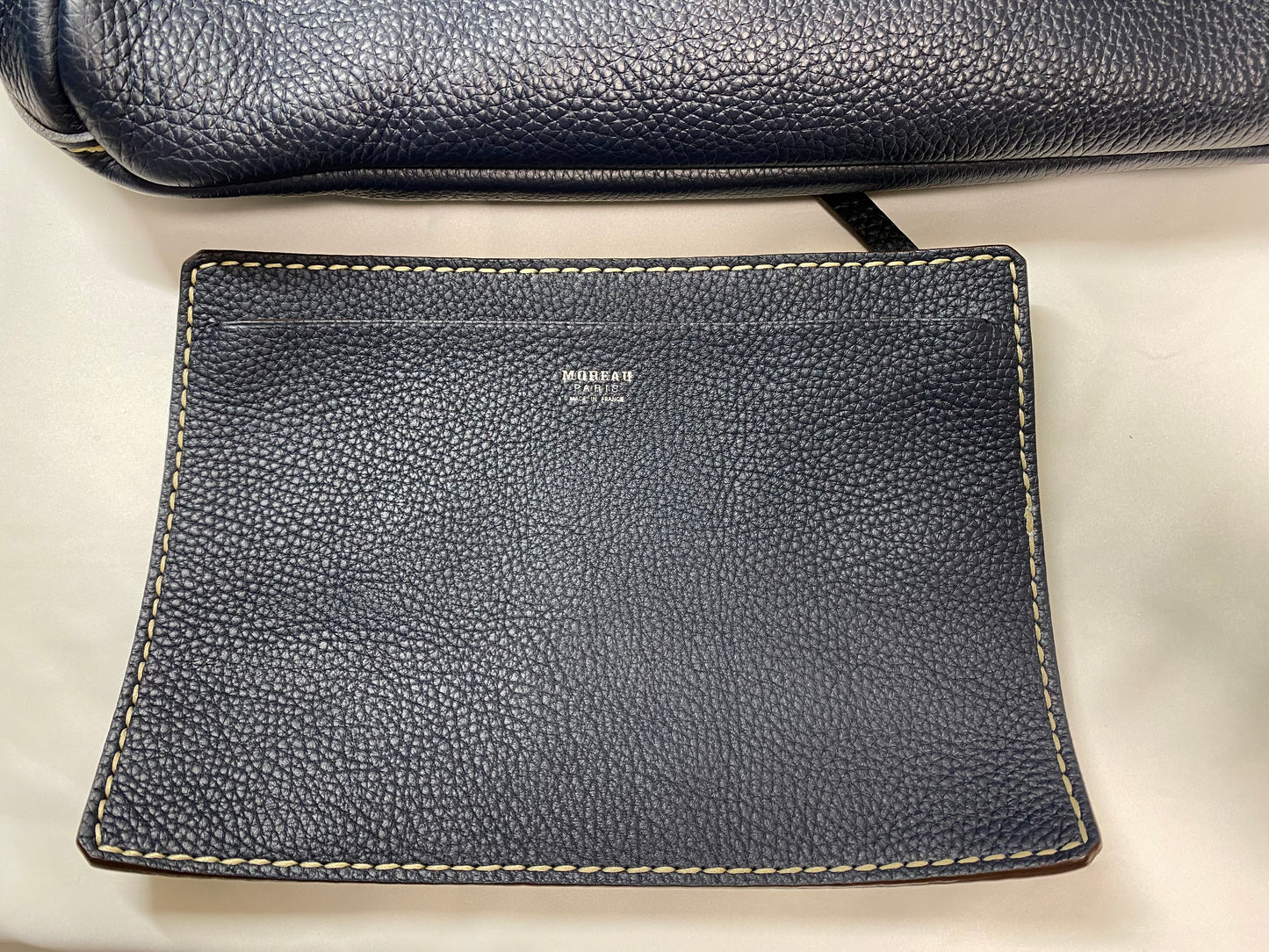 MOREAU PARIS MOREAU PARIS Leather Tote Bag with Pouch Navy