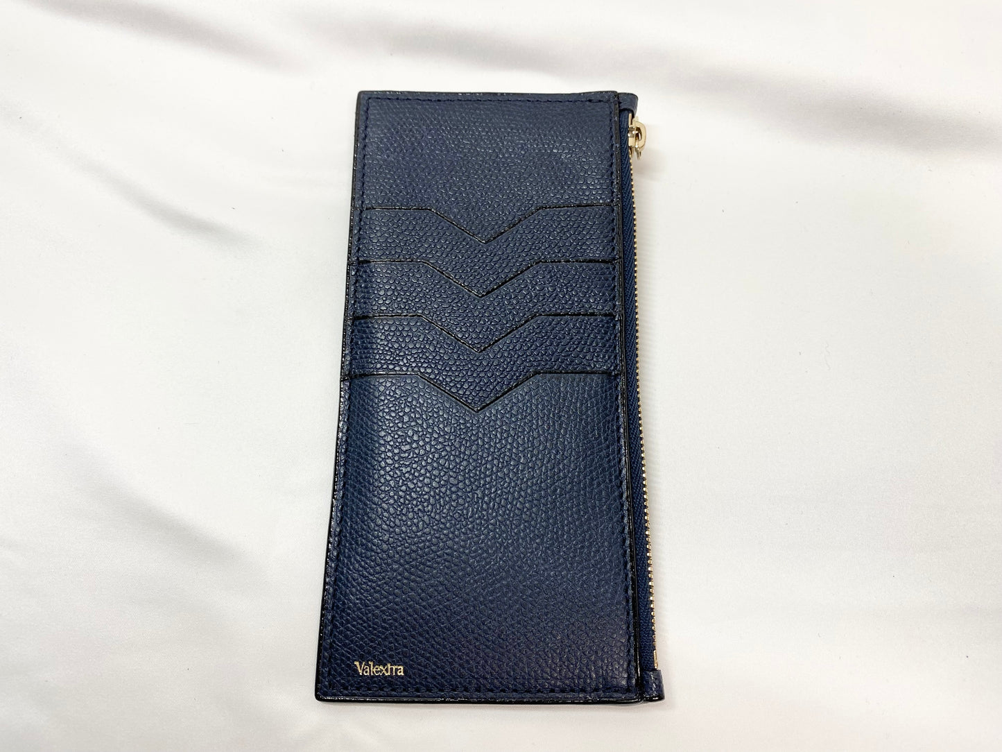 Valextra Valextra leather card case coin purse navy