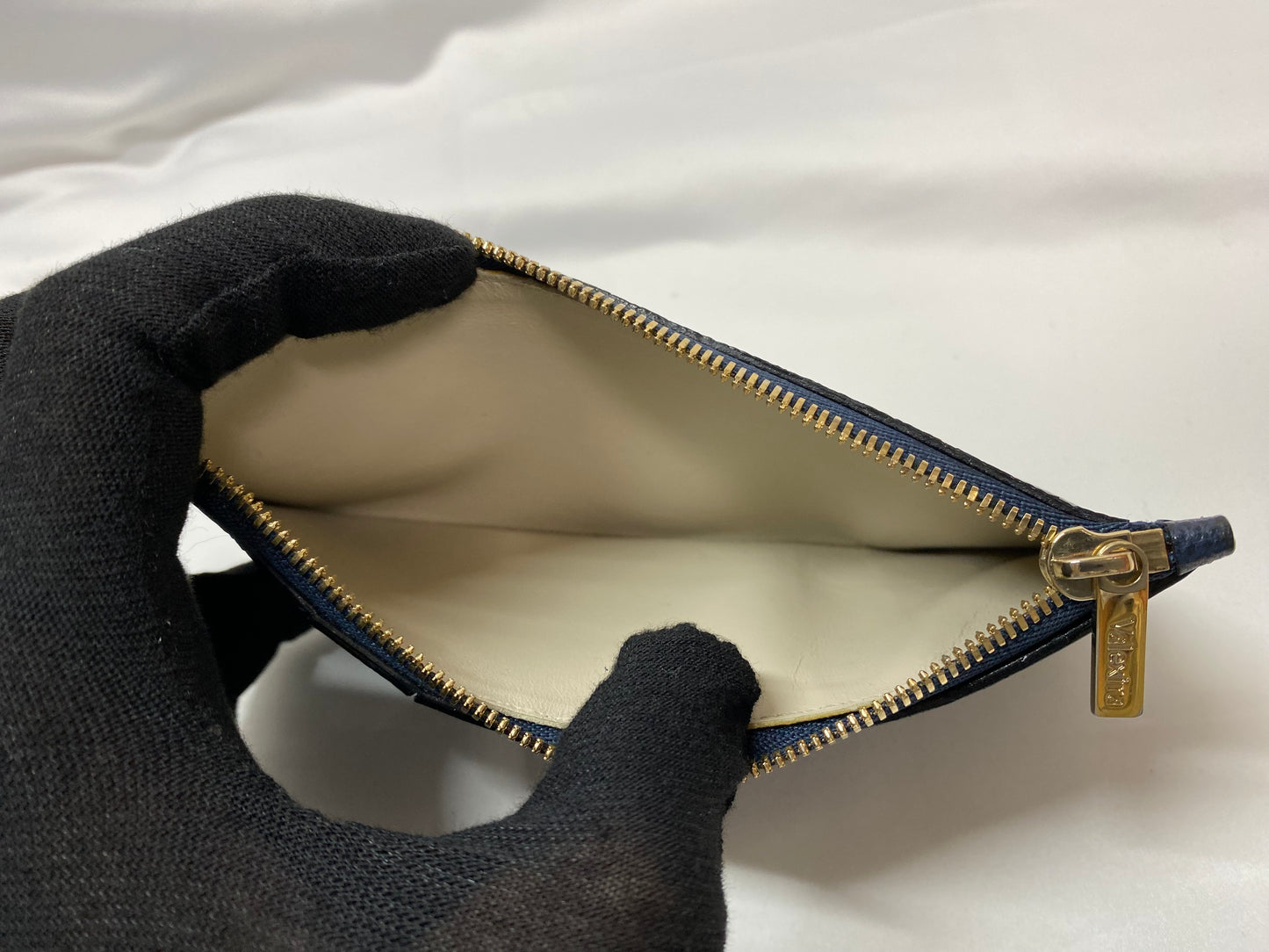 Valextra Valextra leather card case coin purse navy