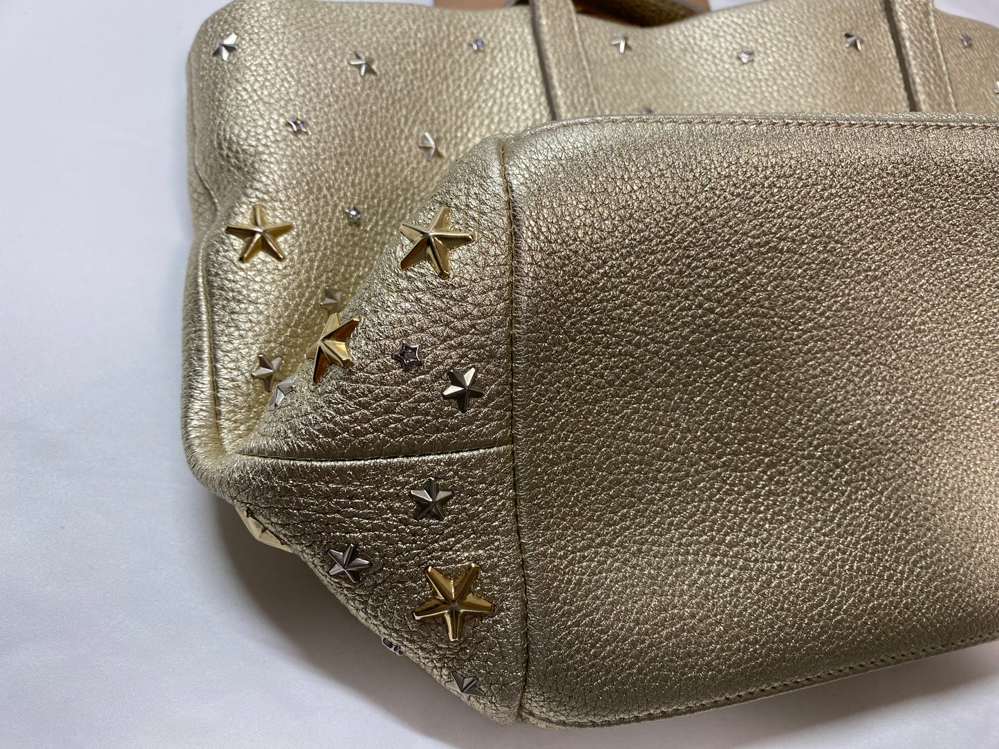 Jimmy Choo Jimmy Choo leather mini tote bag with star studs gold