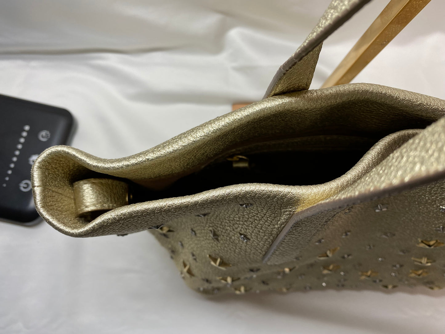 Jimmy Choo Jimmy Choo leather mini tote bag with star studs gold