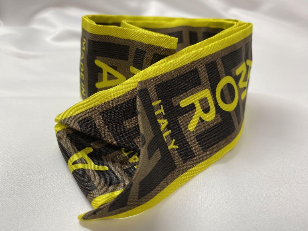 FENDI FENDI lappy silk scarf with zucca pattern Yellow