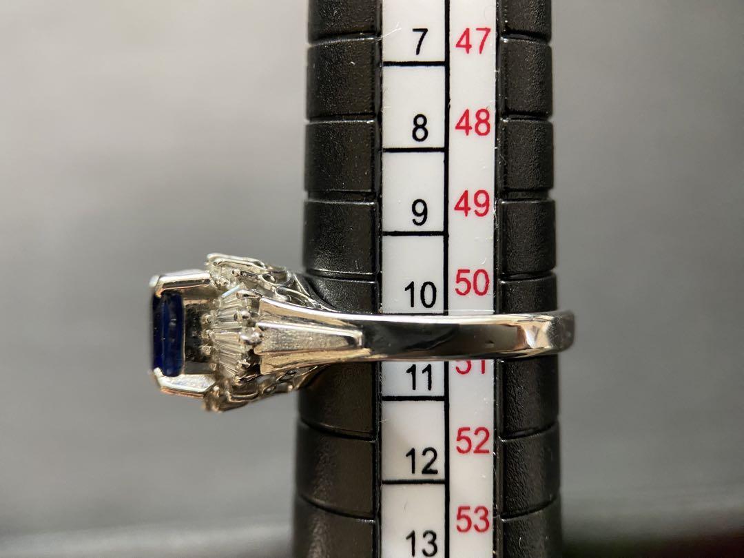 Pt900 Natural Blue Sapphire Diamond Ring Size 10