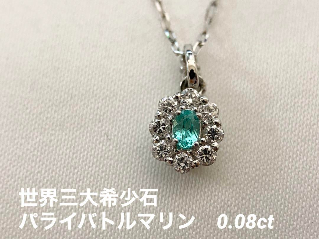 【世界三大希少石】Pt900 パライバトルマリン　ダイヤモンドネックレス