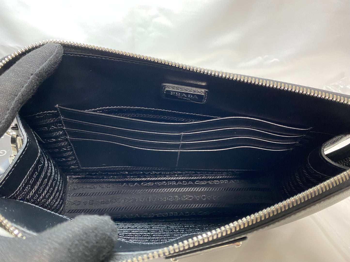 Beautiful Prada PRADA Saffiano Leather Clutch Bag Black