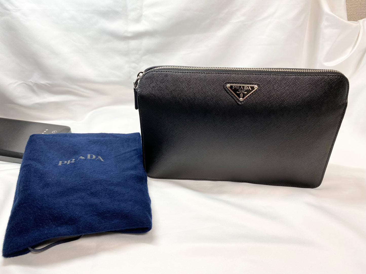 Beautiful Prada PRADA Saffiano Leather Clutch Bag Black