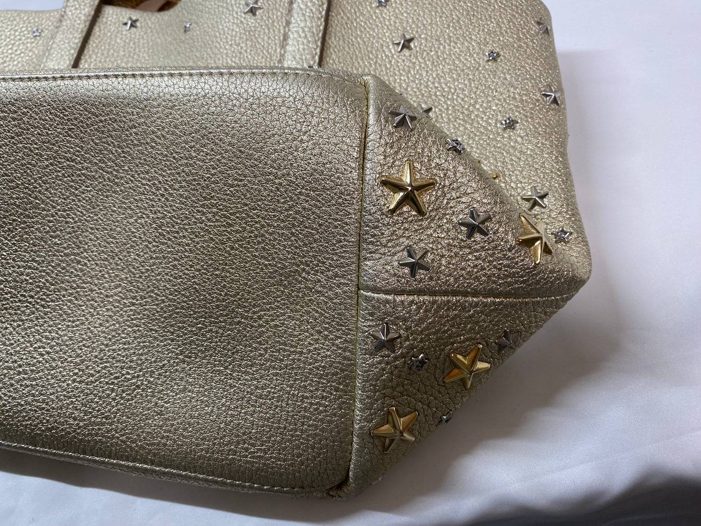 Jimmy Choo Jimmy Choo leather mini tote bag with star studs gold