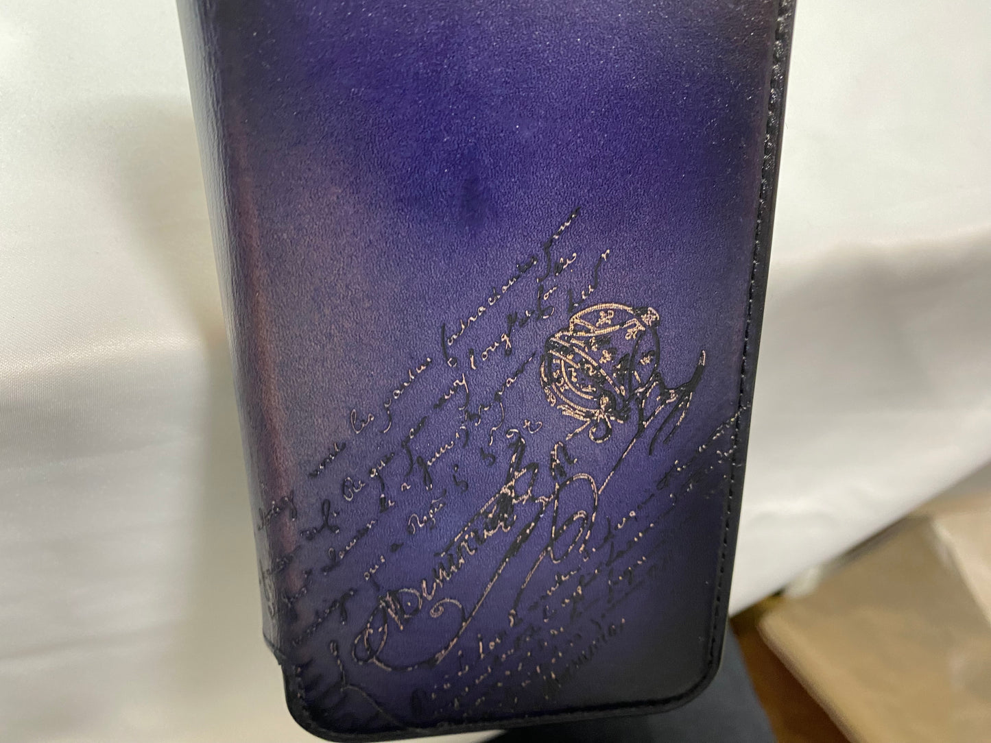Berluti BERLUTI iPhone12/12PRO Notebook Case Calligraphy Purple
