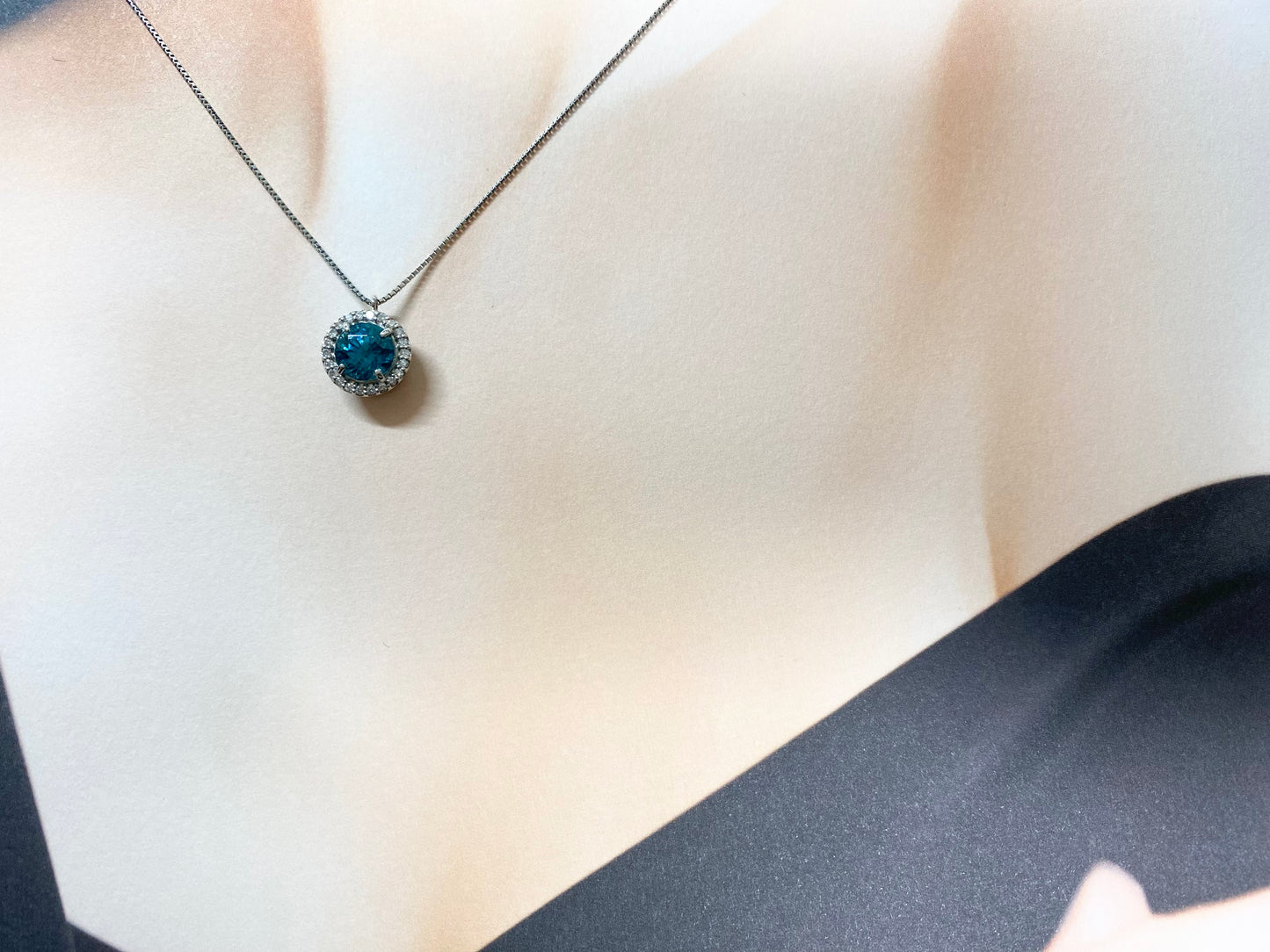 New] [Rare Stone] Blue Zircon Necklace Jewelry